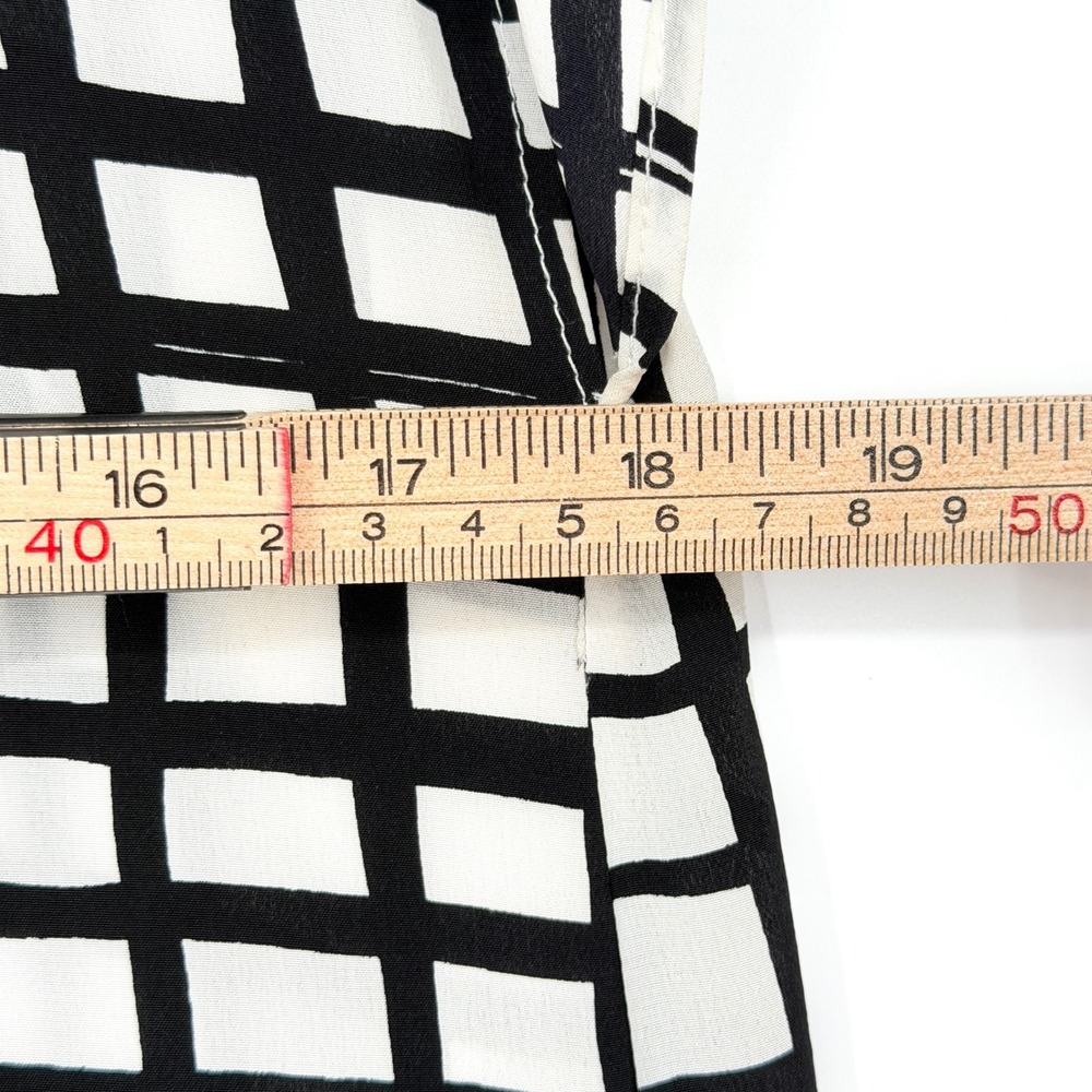 WHIT Sutton Shirt Dress Silk Black White Grid Print Maxi Short Sleeve Size M - Picture 14 of 16